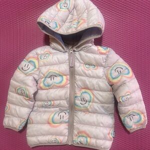 Molo Kids Puffer Jacket with Rainbow Hearts